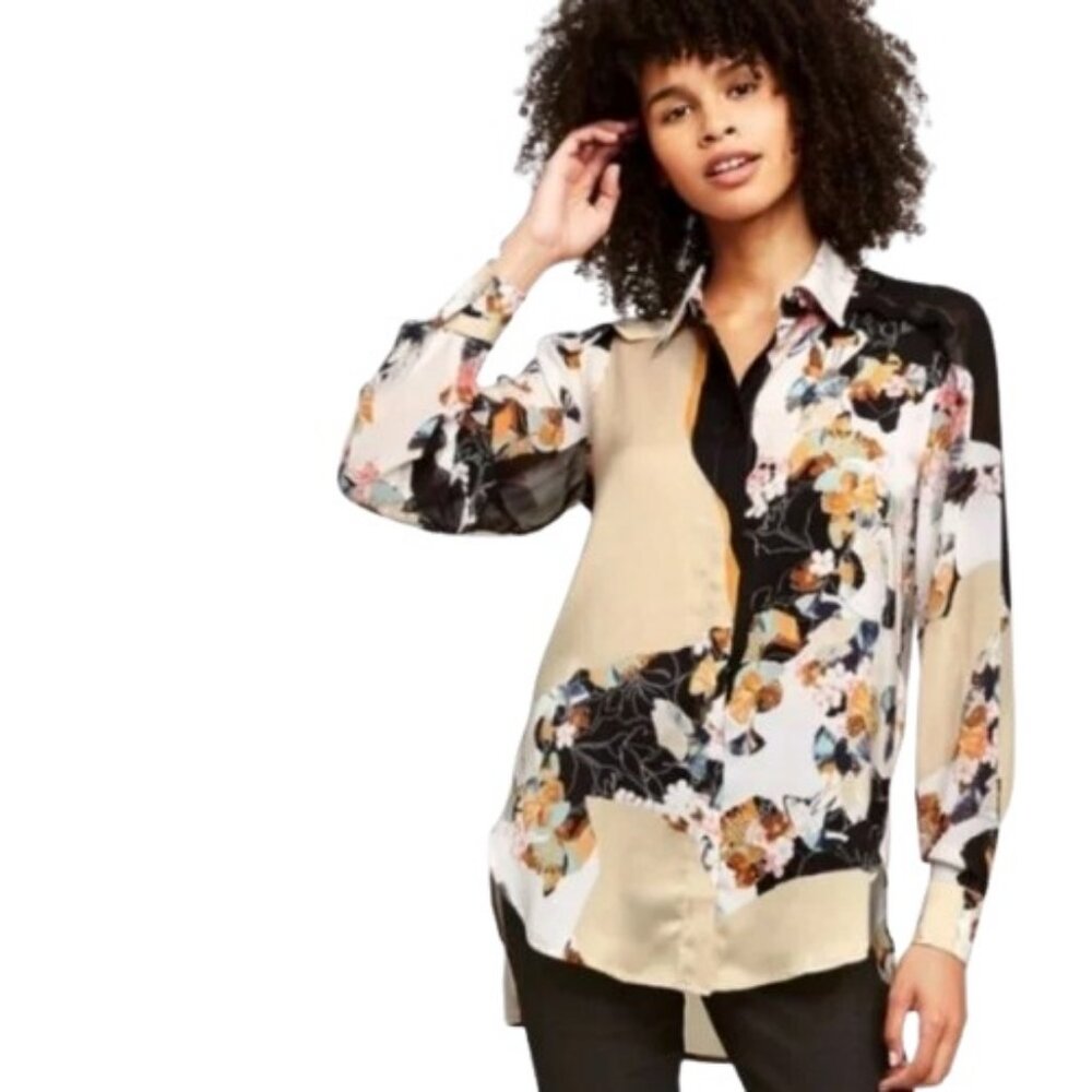 3.1 Phillip Lim For Target floral long sleeve button down top size M